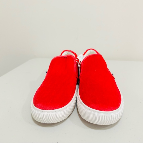 J. Crew women's 7 velvet road trip slip on sneakers in bright rose‎ pink - Picture 3 of 8